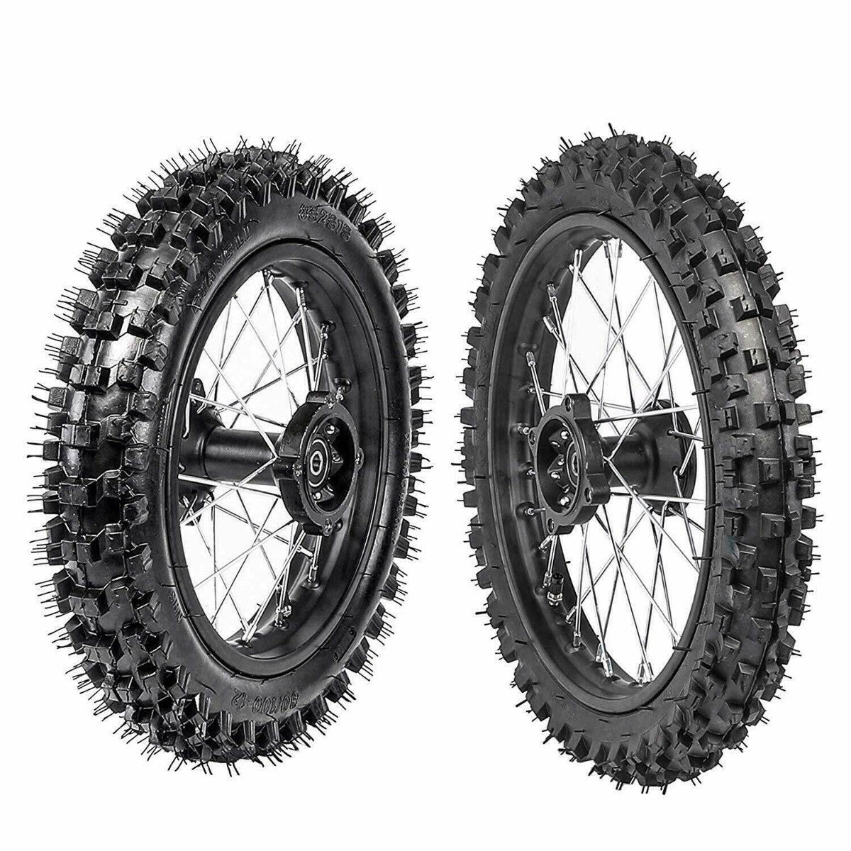 15mm Front 60/100-14 Rear 80/100-12 Tyre Rim Wheel Pit Dirt Bike 70 110cc 125cc