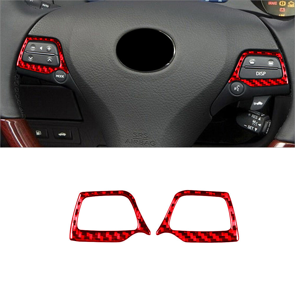 2-piece set of red carbon fiber interior steering wheel cover trim for Lexus GS