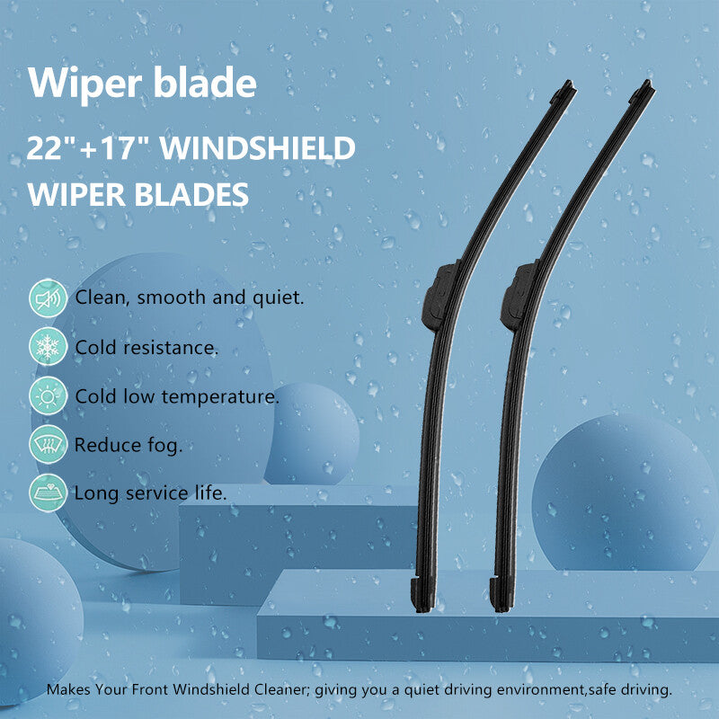 22 and 17 Inch Windshield Wiper Blades J-hook Bracketless Frameless 1 Pair