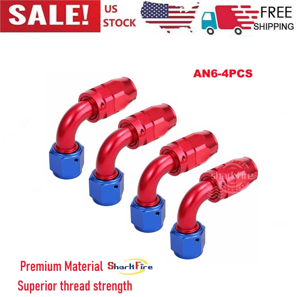 6AN 90-degree swivel hose end fitting for AN 6 braided fuel line end adapter
