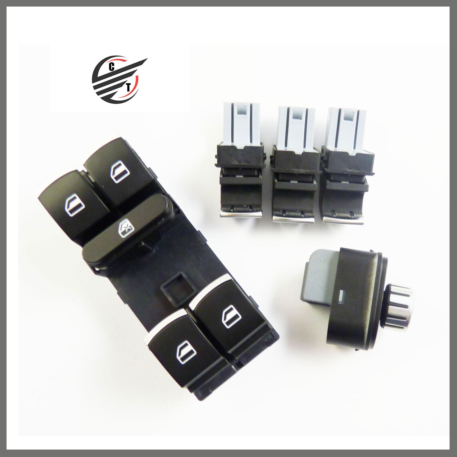 for VW for Jetta MK5 6 for Passat B6 for Golf Mirror Window Switch Chrome Kit Set 5Pcs NEW