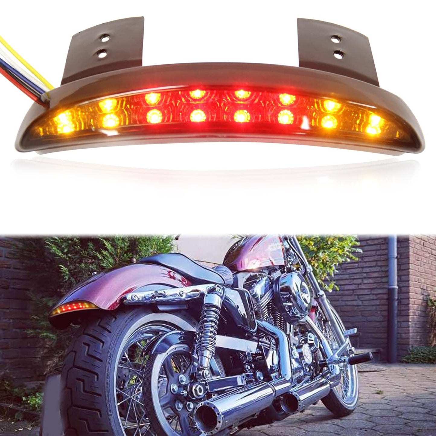 Motorcycle Brake Tail Light Integrated Turn Signal Running Rear Smoked Taillight