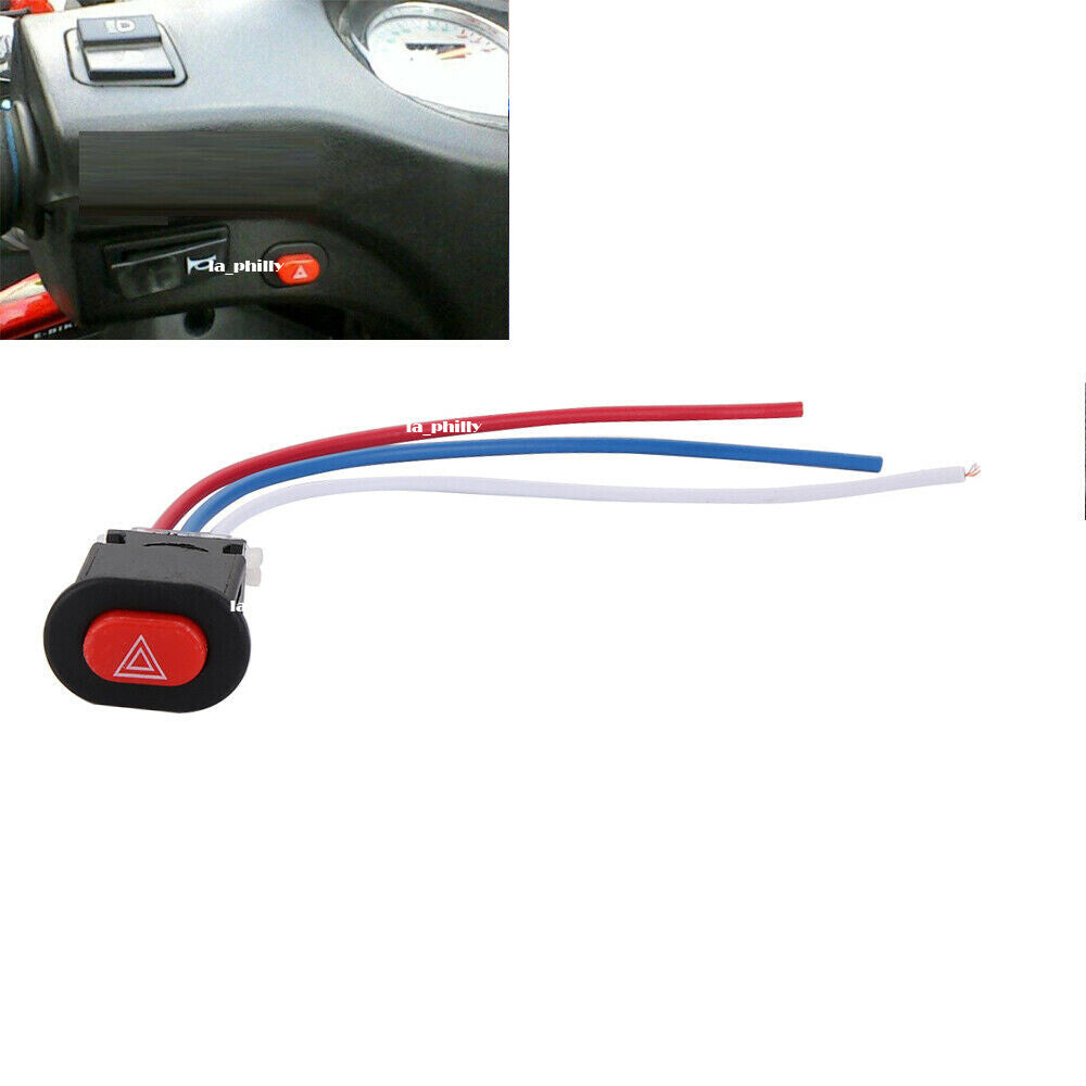 Motorcycle Hazard Light Switch Double Warning Flasher Emergency Signal W/3 Wires