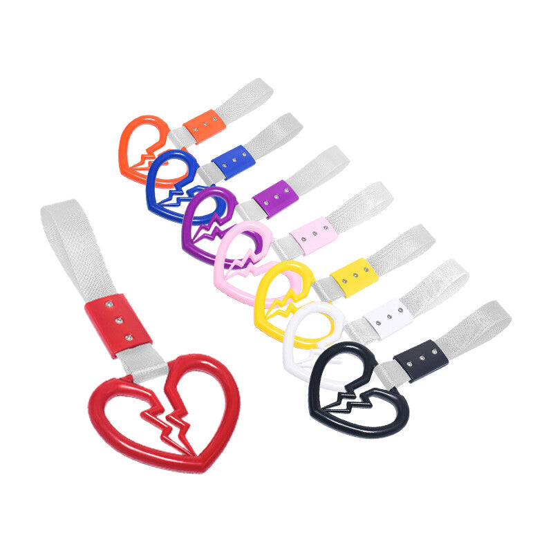 Devil Broken Heart Ring Car Handle Strap Charm Tool Tsurikawa Silver Belt Red