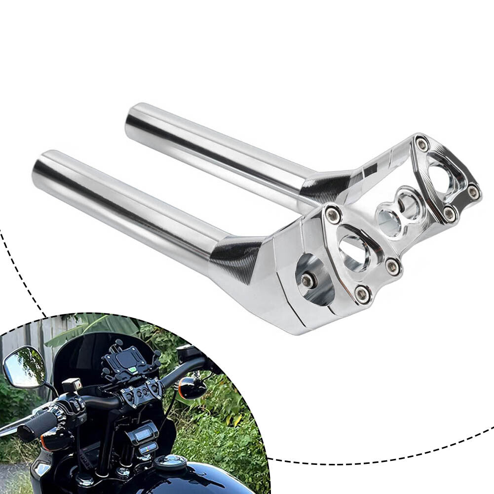 Chrome 10 inch Tall Handlebar Risers Pullback 1.5 for Harley 1-1/8 Clamp