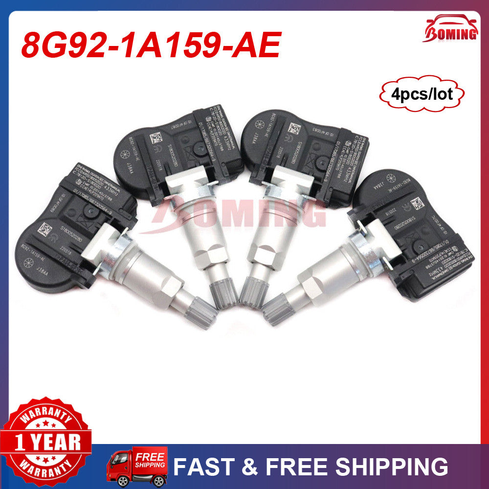 4-piece TPMS 8G92-1A159-AE tire pressure sensor for Volvo S60, S80, V60, XC70, 433MHz.