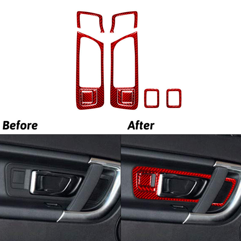 8X Red Carbon Fiber Door Pull Cover Trim for Land Rover Discovery Sport 2015-19