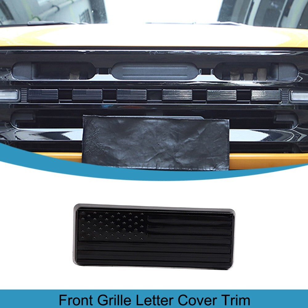 1X Black ABS Front Grille Letter Emblem Decor Cover Trim for Ford Bronco 2021+