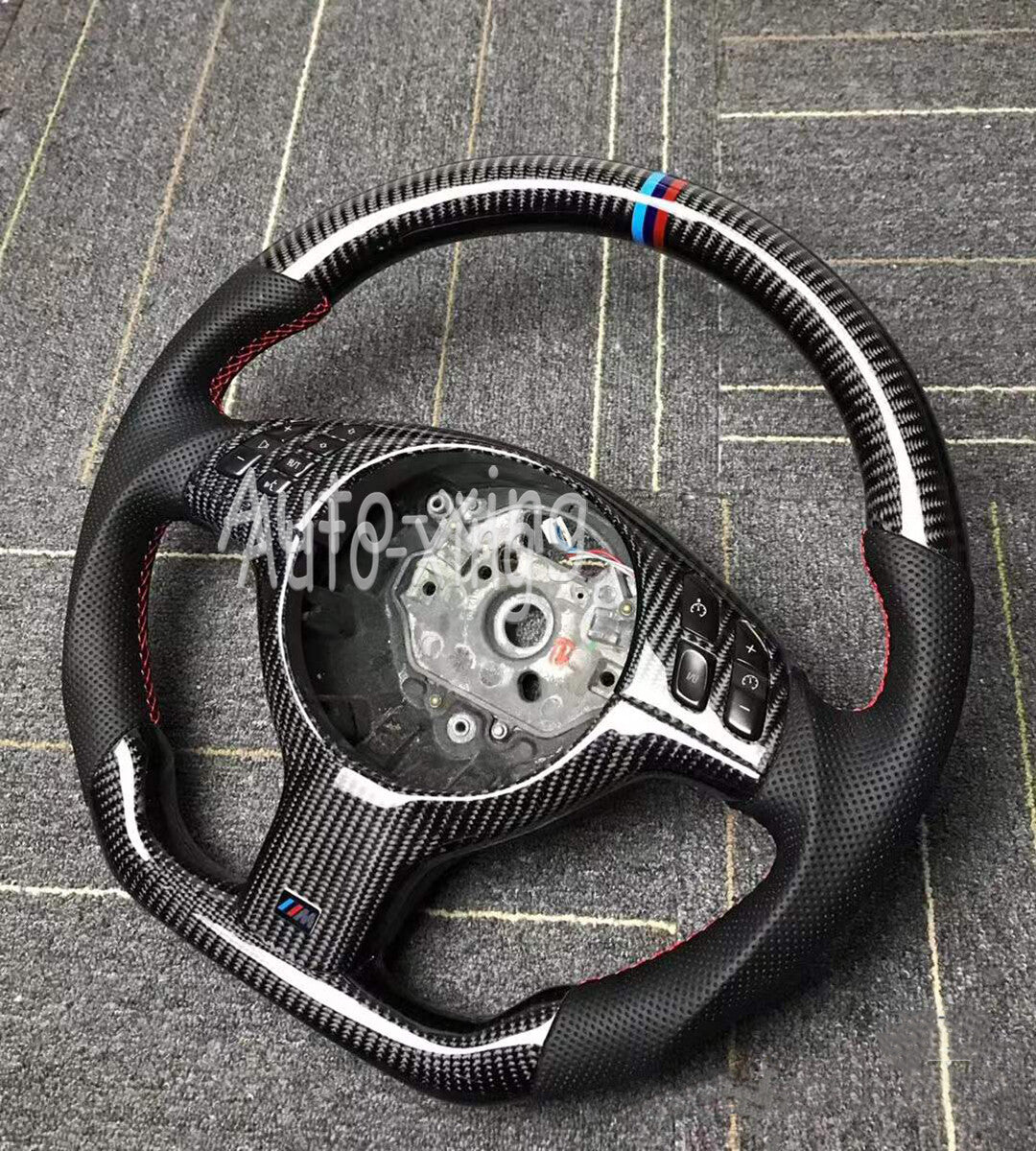 Trim+Custom Carbon Fiber Steering Wheel for BMW E46 M3 2001-06 (No paddle holes)