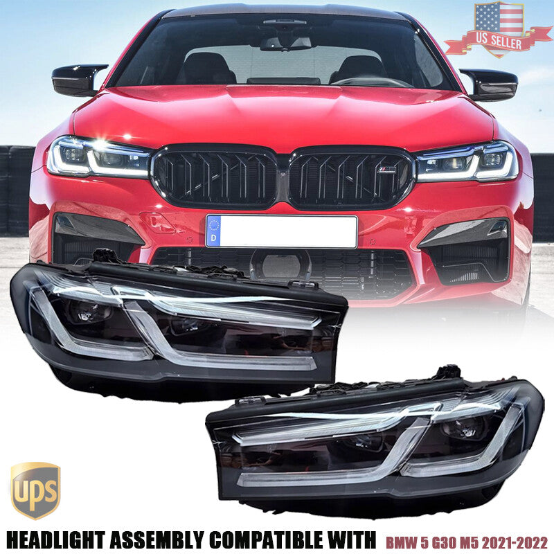 LH RH LED Headlight Assembly w/o AFS For 2021-2022 for BMW 5 G30 M5 530i 540i Pair