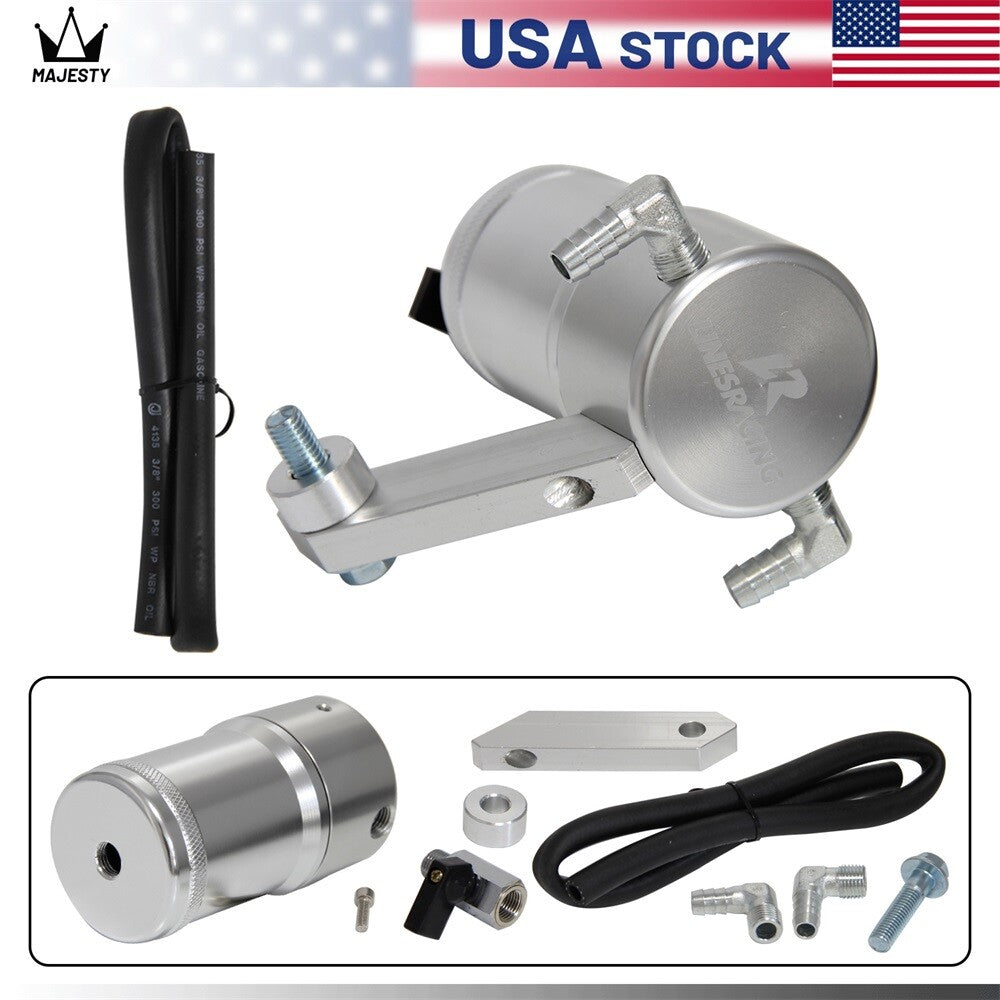 Aluminum Oil Catch Can Tank For 05-12 for Chevy for Corvette LS2 LS3 LS7 Z06 Silver