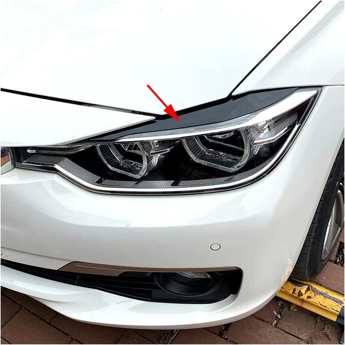 for BMW 3 Series F30 318i 320i 12-18 Black Headlight Eyebrow Eyelid Cover Trim