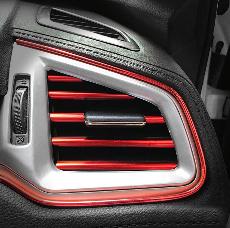 10-piece set of automotive air conditioning socket decorative molded decorative strips in red, suitable for VW .