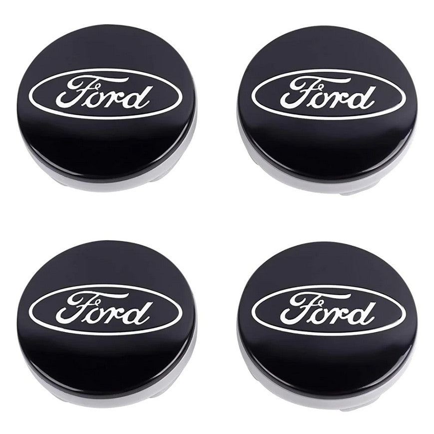 4-piece set for Ford wheel center caps, 54mm hub caps, rim caps, badges, black, 6M21-1003-AA