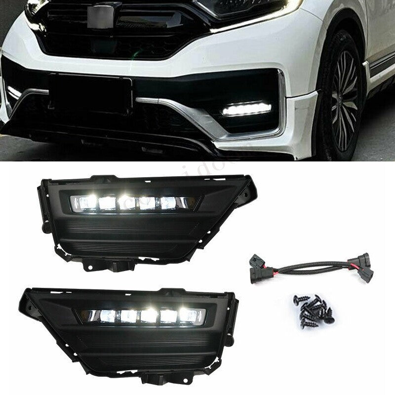 Suitable for Honda CR-V 2020 - 2021 Bumper LED Rectangular Fog Light Strip Bezel + Wiring Harness