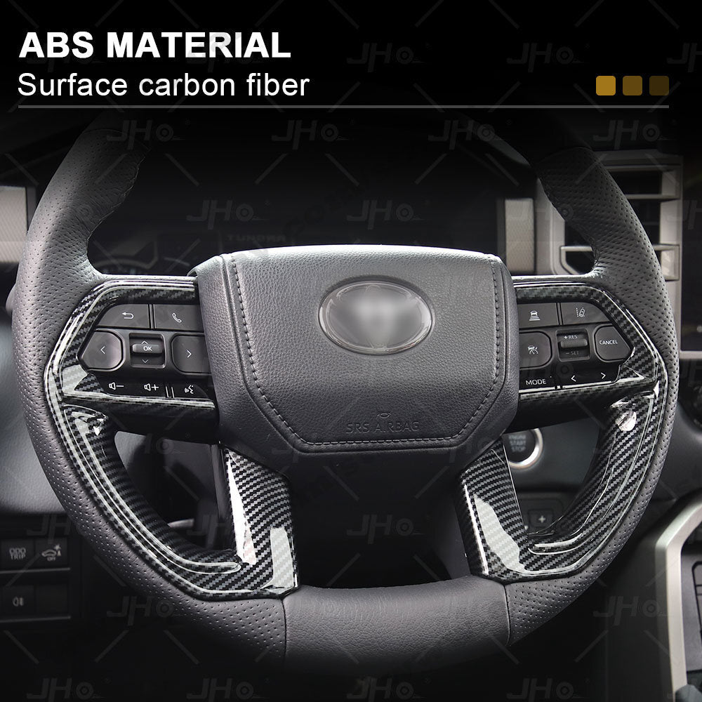 Car Steering Wheel Trim Cover Carbon Fiber Black Fit for Toyota Tundra 2022 2023