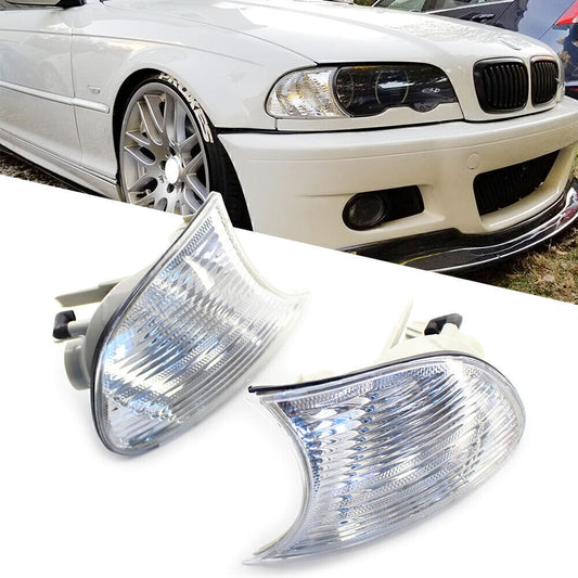 2PCS Corner Light Clear Lens Left Right Fit for BMW E46 3-Series 2DR 2000-2001