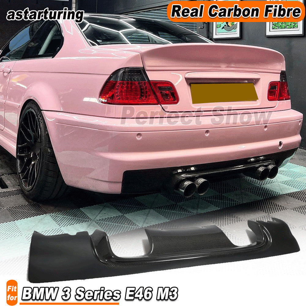 for BMW 3 Series E46 M3 2001-2007 Carbon Fiber Rear Bumper Diffuser Lower Lip