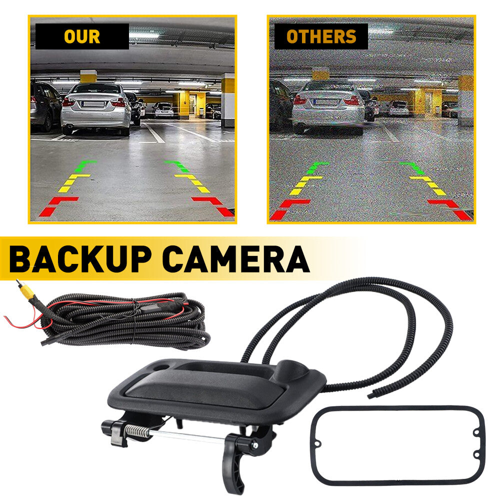 Tailgate handle with backup camera for 2004-2014 for Ford F150, F250, F350, F450, and F550 models.