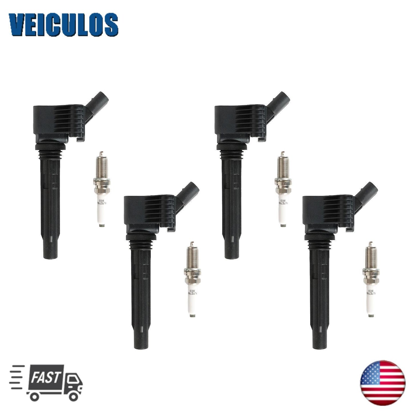 4 Ignition Coil  4 Iridium Spark Plug for Volkswagen for Jetta for Audi A4 Q5 UF765