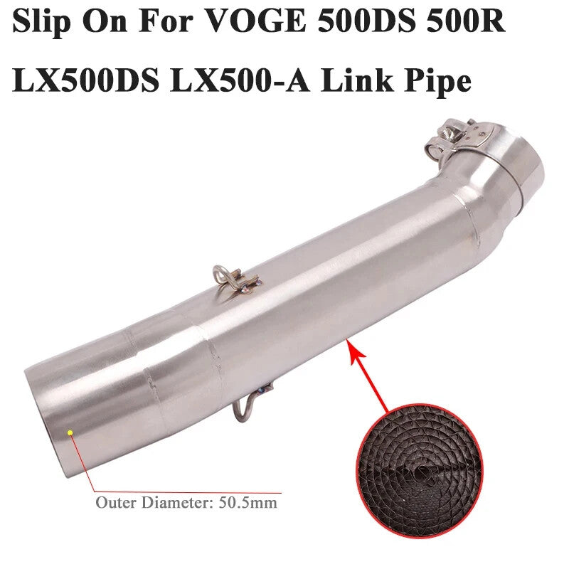 Slip On VOGE 500DS 500R Motorcycle Exhaust Tail 51mm Muffler Middle Link Pipe