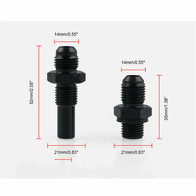 1 Pair 6ANx1/4NPS Transmission Oil Cooler Adapter Fitting for GM 1997-2007 Black