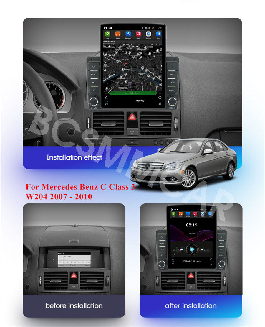 Fit for Mercedes Benz W204 C200 C250 Android 13 Radio GPS Car Stereo 2007-2010