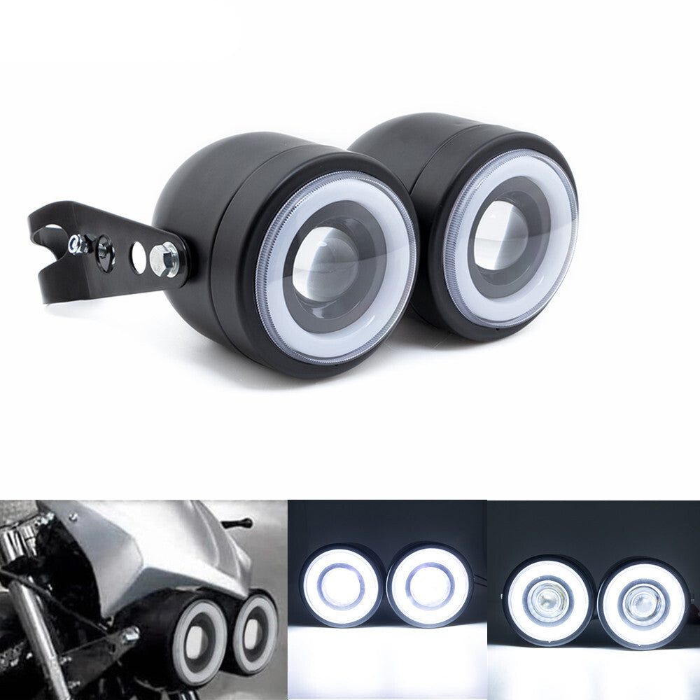 Dual headlights with brackets for Harley-Davidson dual sport softtails