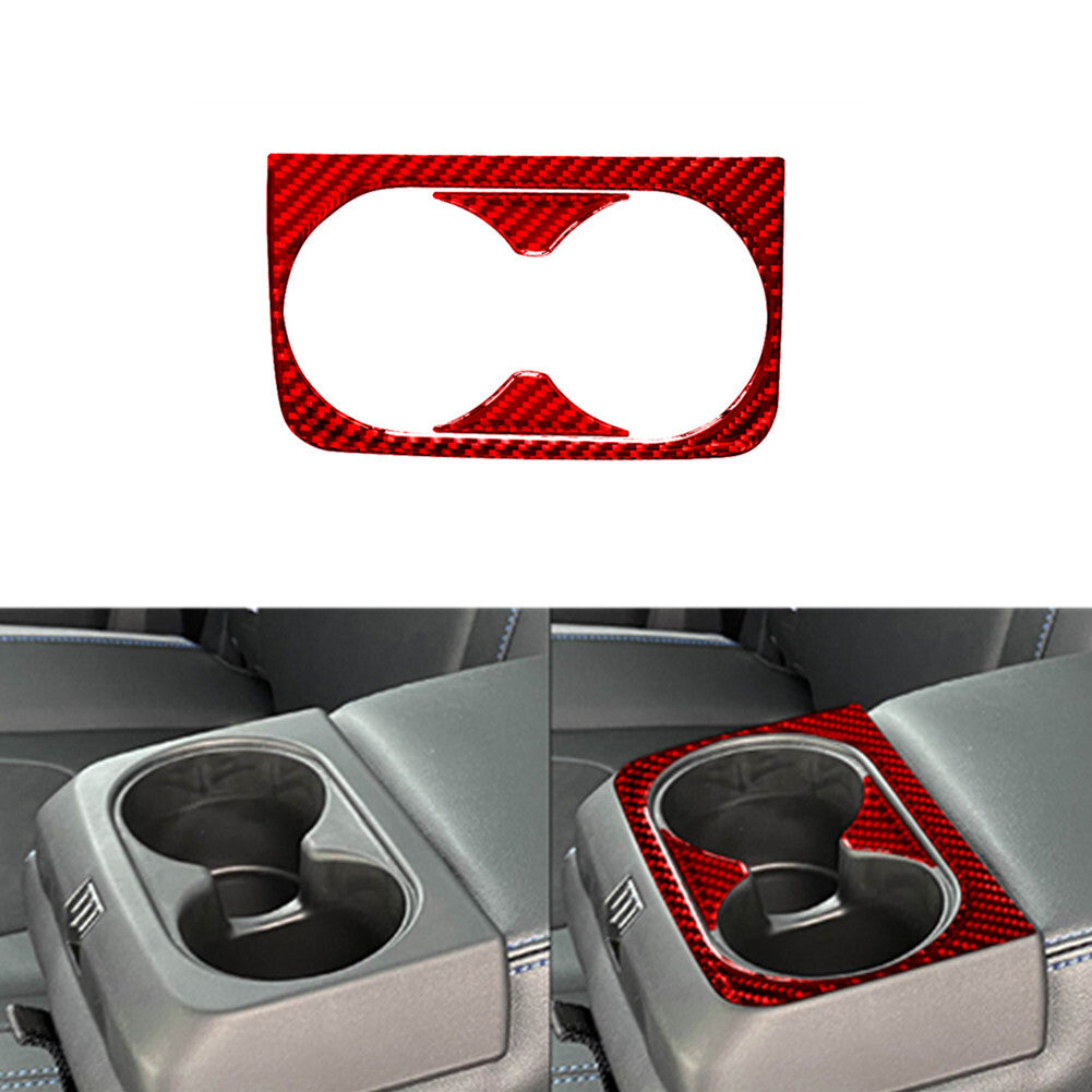 3X Red Carbon Fiber Rear Armrest Cup Holder Cover Trim for Ford Ranger 2019-2022