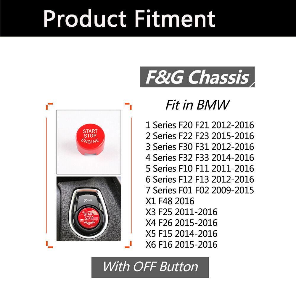 Red Start Stop Engine Push Button Cover Trim for BMW F20 F23 F30 F32 F10 F12 F48