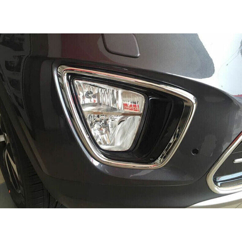for Kia Sorento 2016-18 Chrome Front bumper Fog Light Lamp Frame Cover Trim 2PC