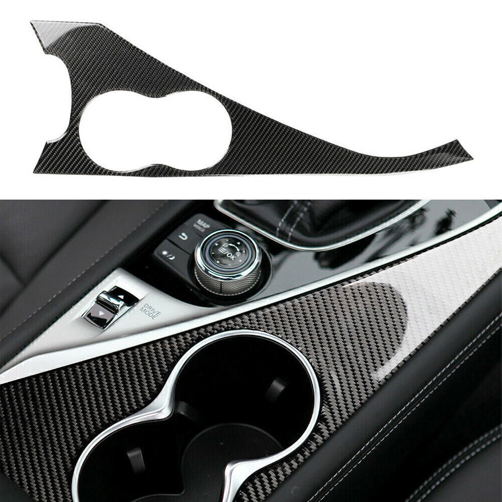 Inner Water Cup Holder Panel Trim Cover Carbon Fiber for Infiniti Q50 2014-2019