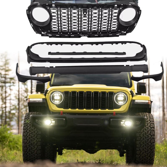 Front Grill Bumper Grille for Jeep for Wrangler JL 2018-2023 upgrade to 2024 JL