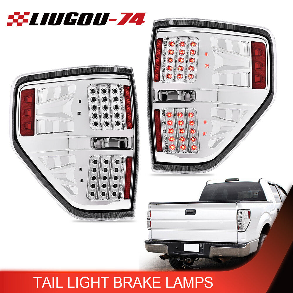 Suitable for 09-14 for Ford F150 LED chrome-cased taillights and rear brake lights (LH+RH-).