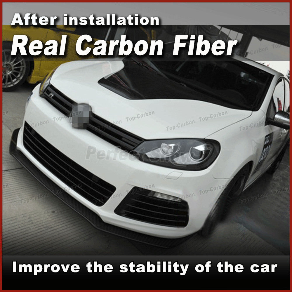 REAL Carbon Front Bumper Chin Lip Splitter Spoiler for VW for Golf 6 MK6 R20 10-13