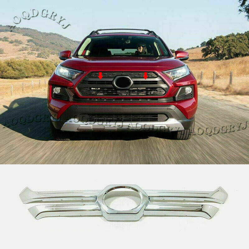 for Toyota RAV4 2019-2023 Chrome ABS Front Center Grille Moulding Cover Trim