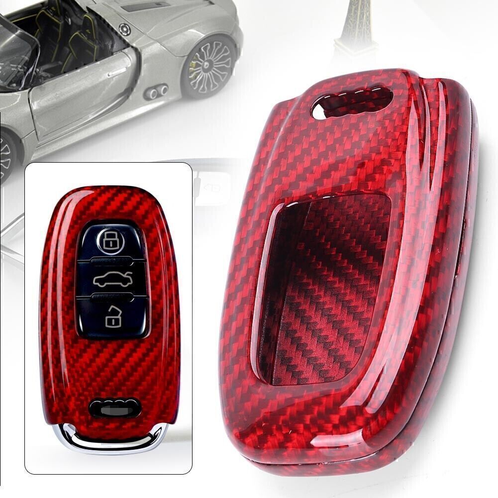 Carbon Fiber Shell Remote Keyless for Smart Key Cover Fit for Audi A3 A4 A5 A6 A7 for A8 Red
