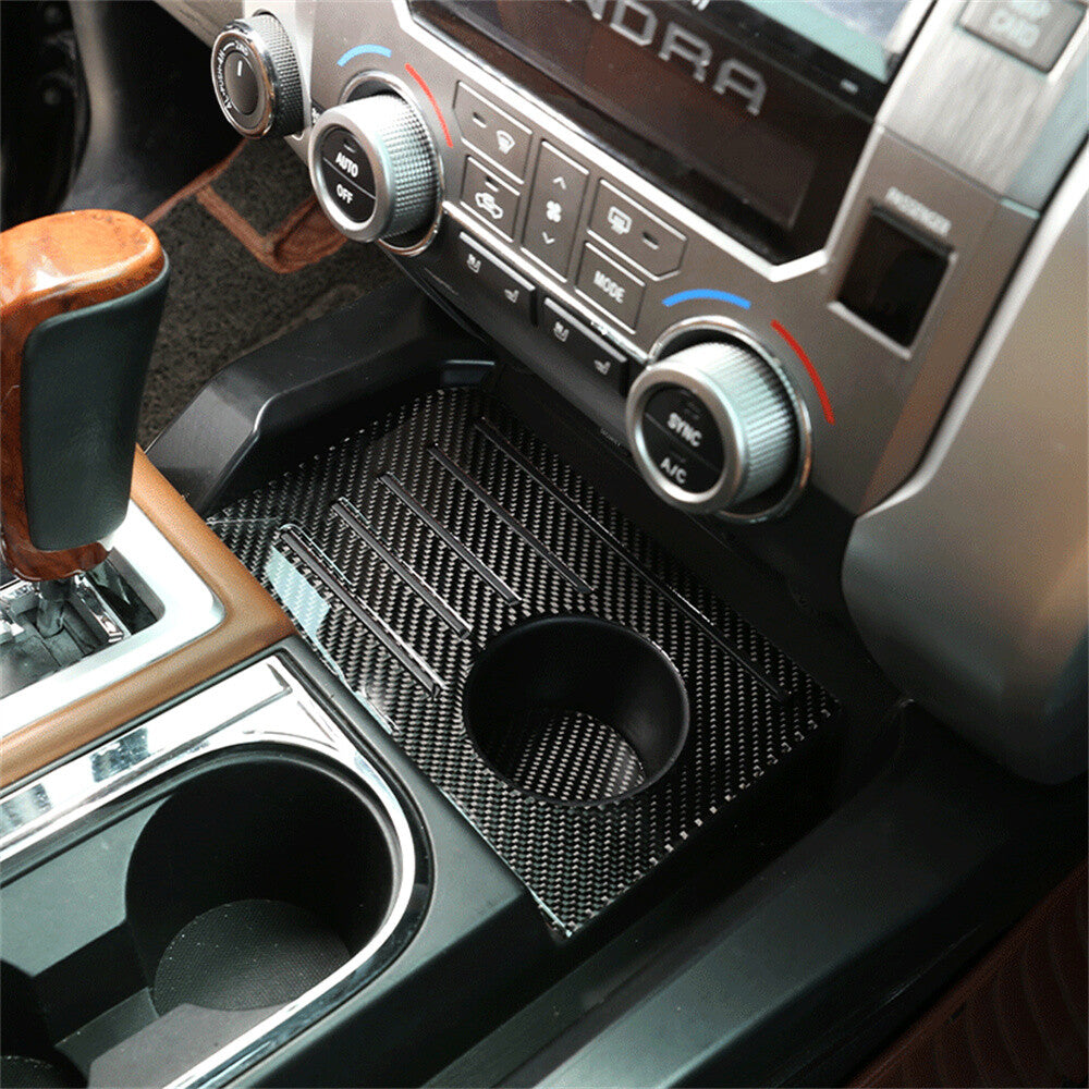 Carbon Fiber Central Console Storage Box Slot Mat Trim for T@yota Tundr@ 2014-21