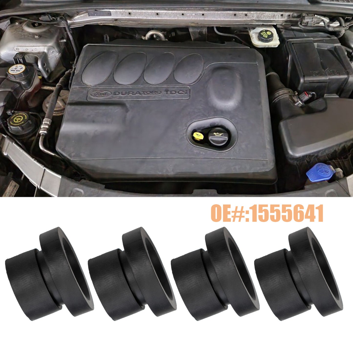 Grommet accessories rubber engine cover engine cover gasket black for Ford DE