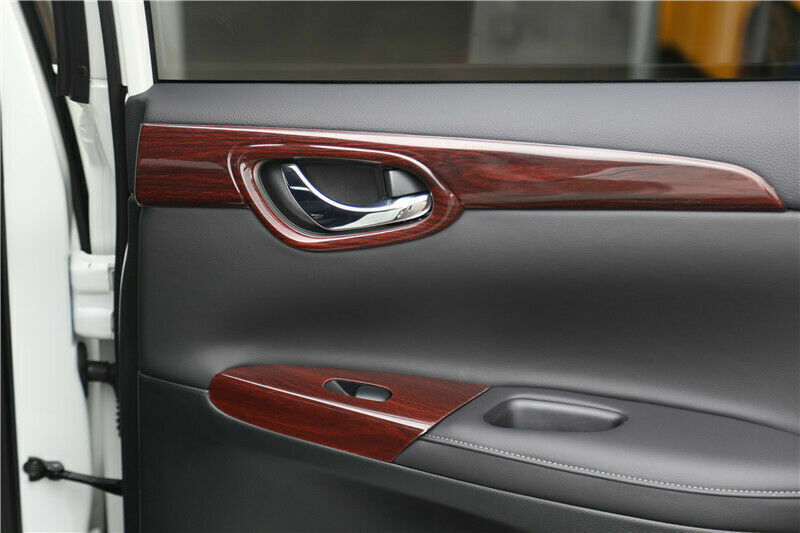 4x For 2013-2019 for Nissan Sentra Sylphy Wood Grain Inner Door Panel Cover Trim Set