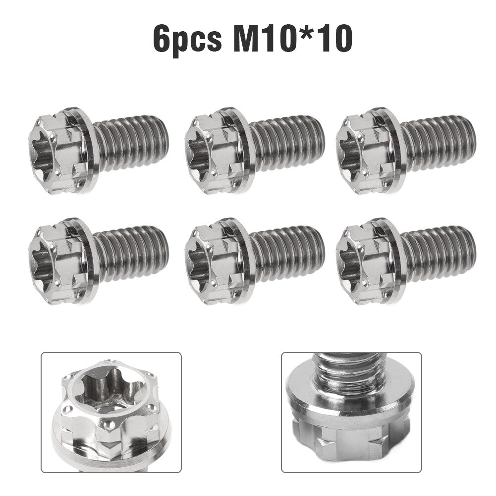 6pcs Bolts Torx Head Flange Screws M10x10mm For Motorcycle Bike