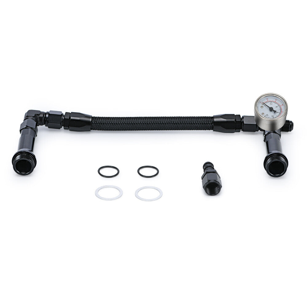 Aluminum For Holley 4150 Double Pumper Black Fuel Line Anodized w/ White Gauge