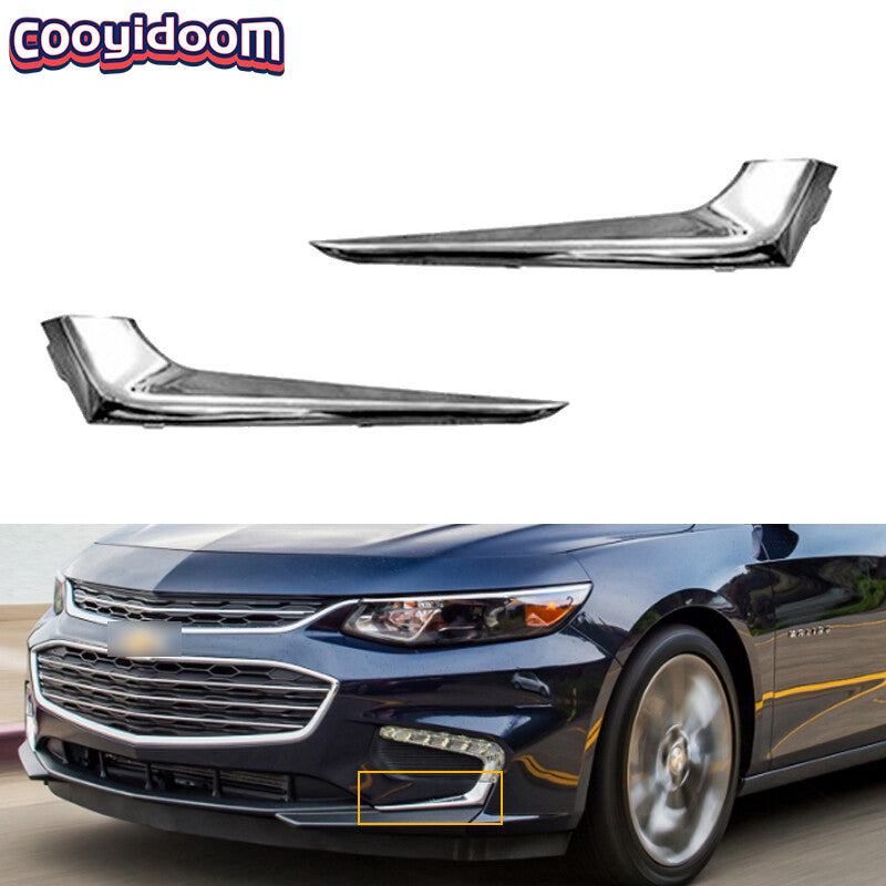 1 Pair Chrome Front Bumper Trim Fog Light Cover for Chevrolet Malibu 2016-2018