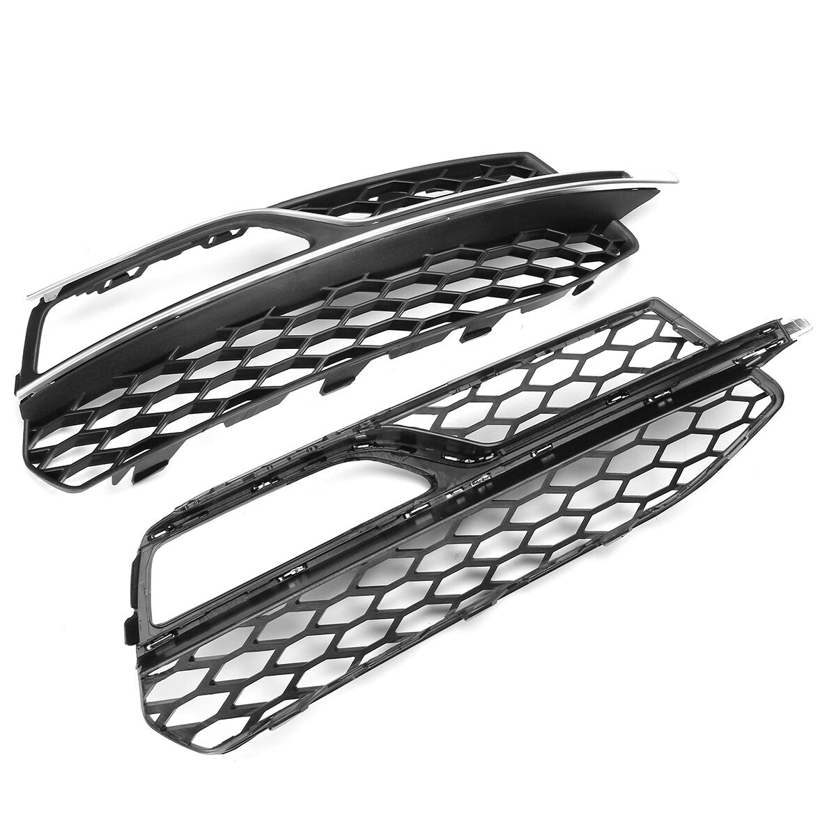 2-Piece Front Bumper Fog Light Grill Covers for 2013-2016 for Audi A3 S Series S3 Honeycomb