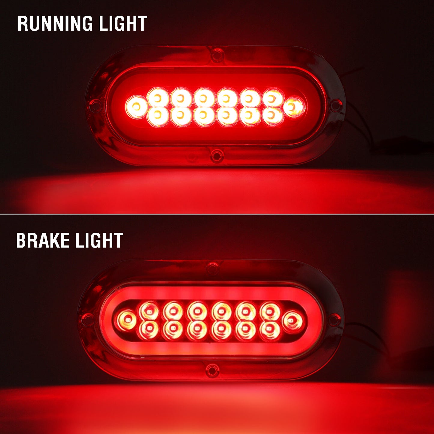2Pcs 12V LED Oval Tail Light Truck Trailer Tractor Lorry Van RV UTV UTE Caravan