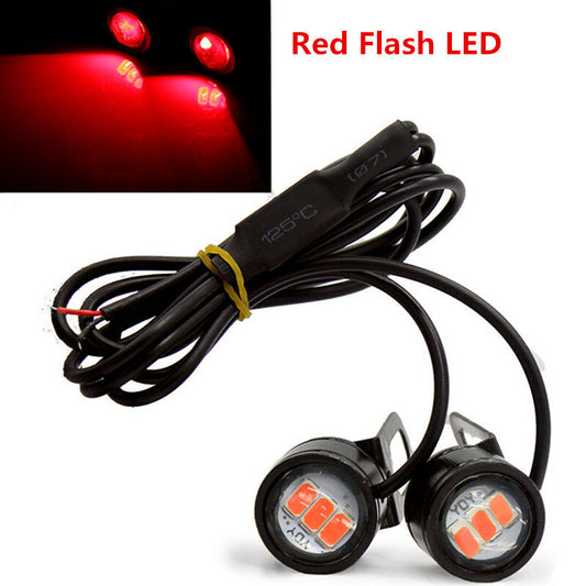 2x Motorcycle Headlight Flash Driving Hawkeye Lamp Mirror White Fog Red Flashing