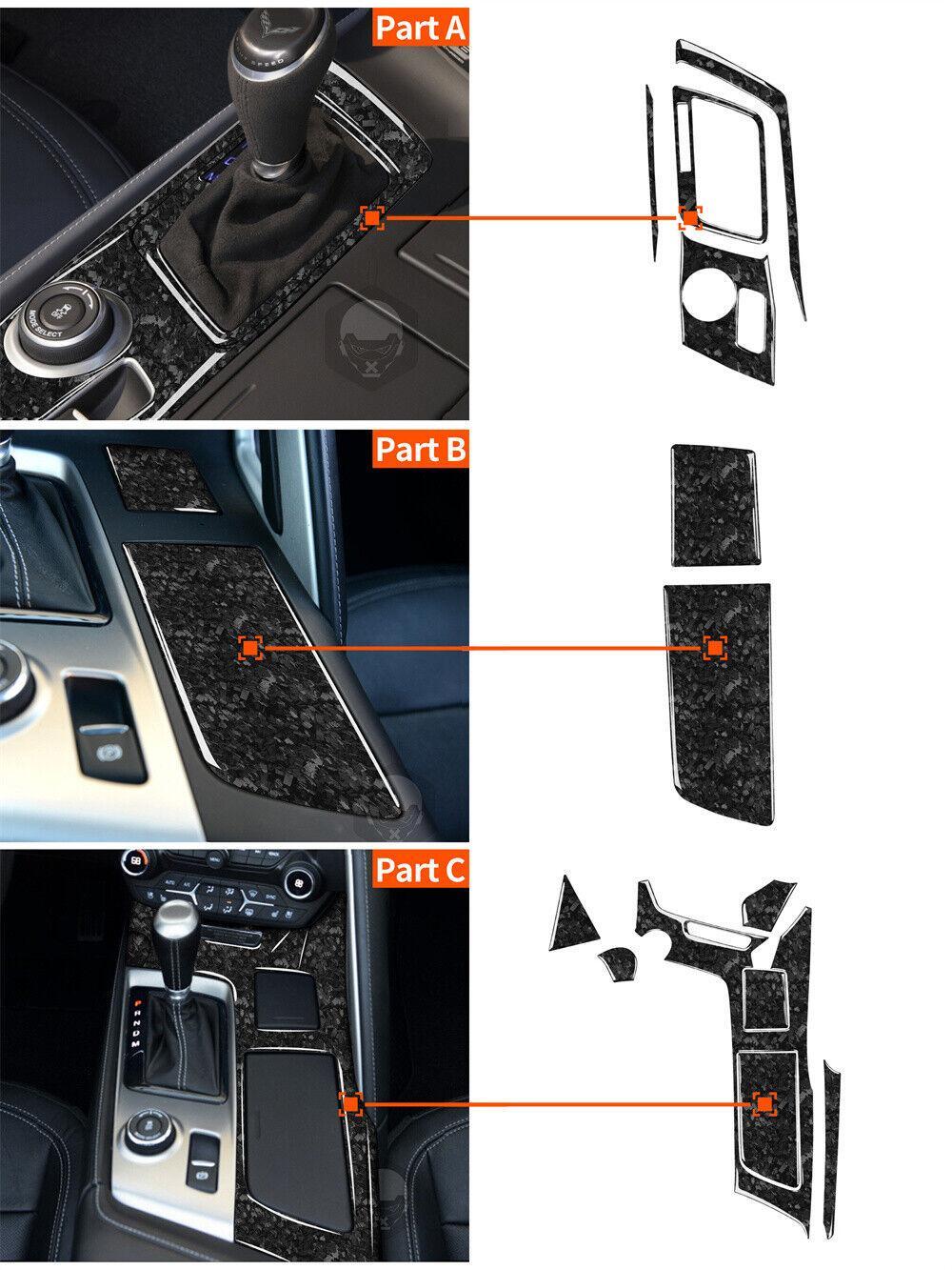 11¡ÁGear Shift Water Cup Holder Trim for Chevrolet for Corvette C7 14-19Forged Carbon