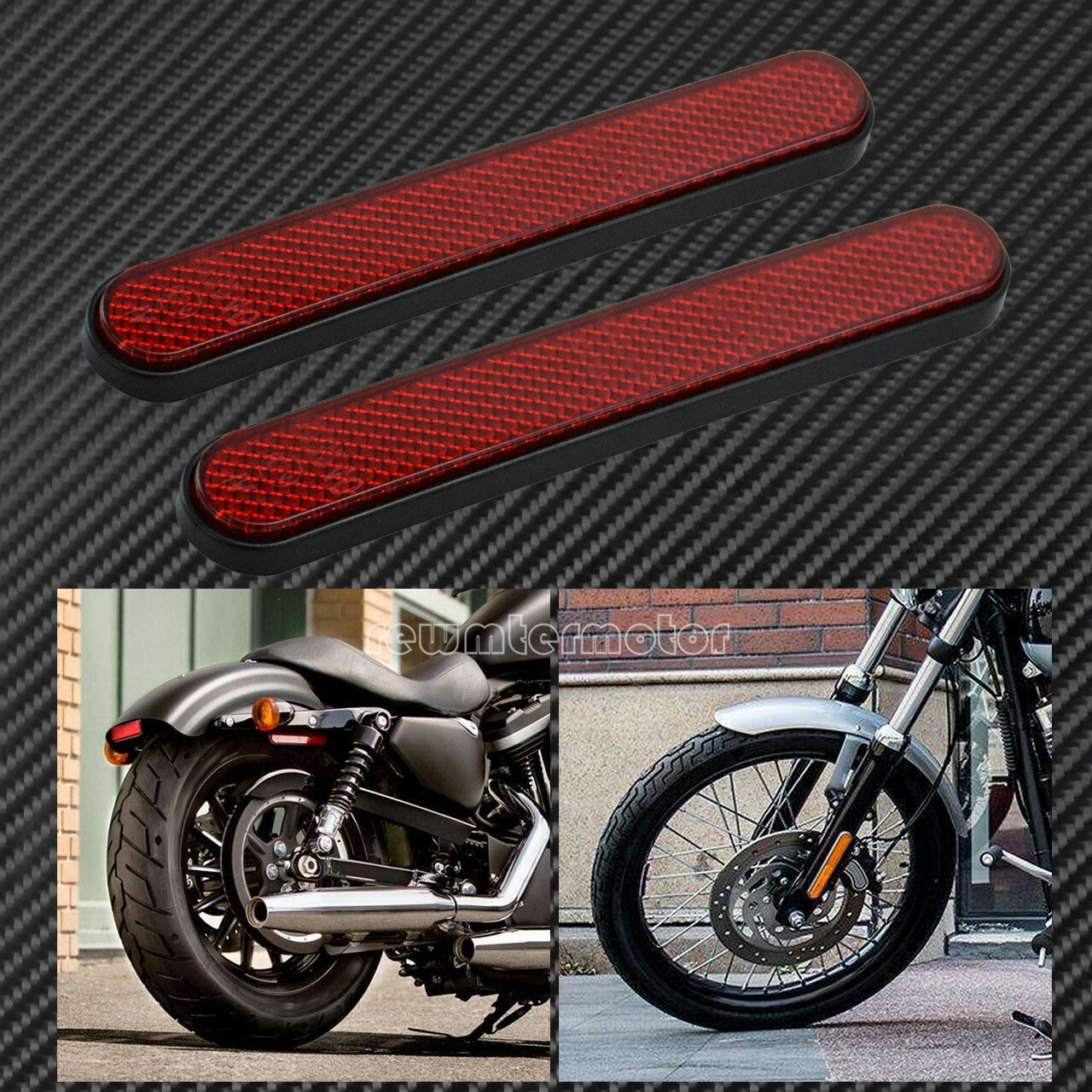 Front Rear Red Reflector Sticker Saddlebag Latch Lower Fork Fit for Harley Sportster