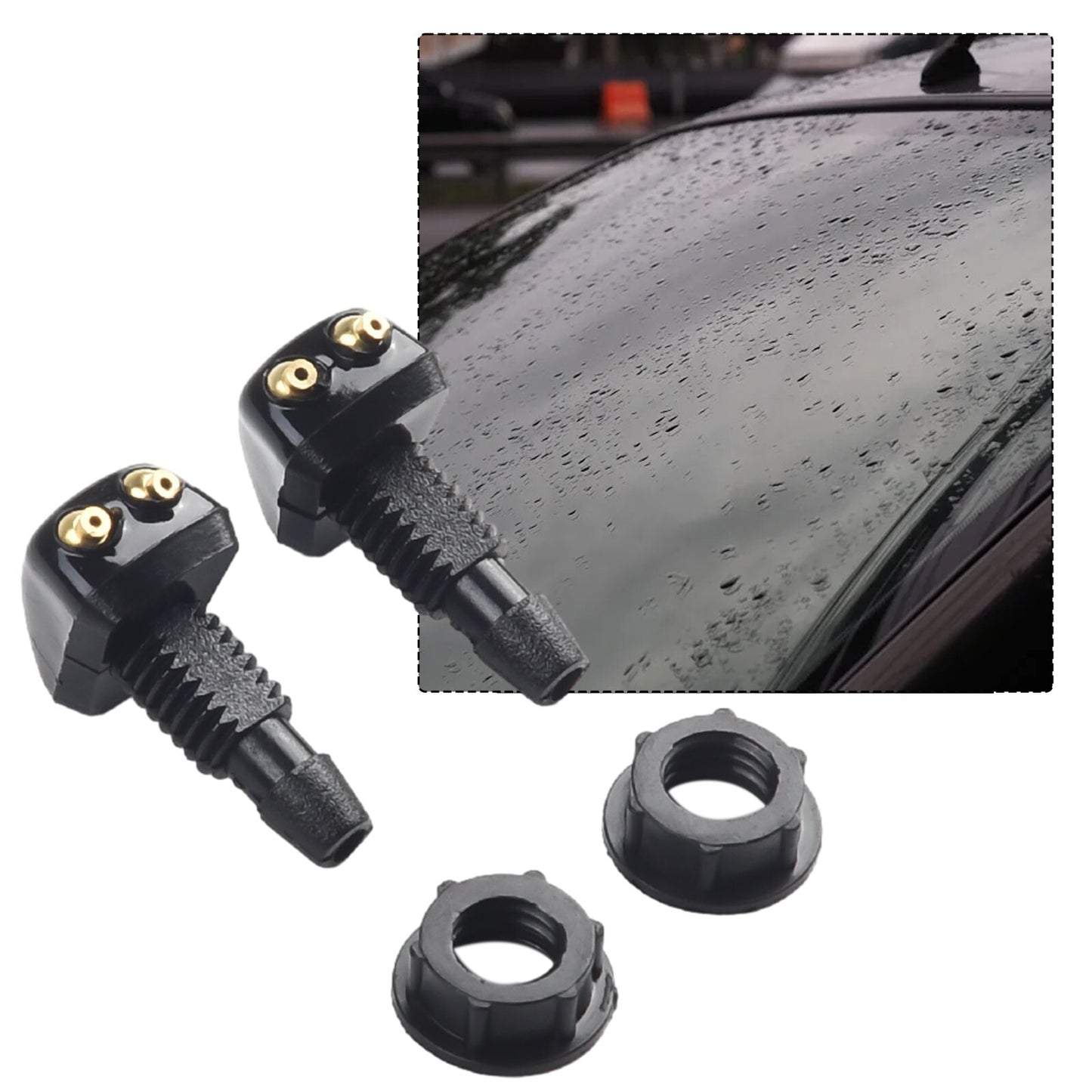 2 Pcs Car Dual Holes Windshield Washer Nozzle Wiper Water Spray Jet Adjustable