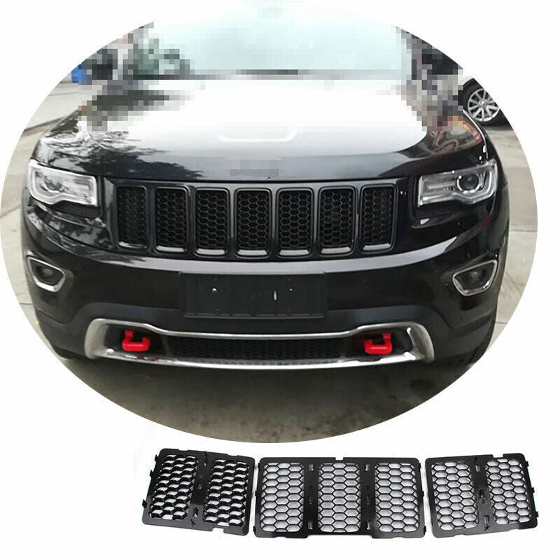 Black Front Insert Honey Comb Mesh Grille Trim for Jeep Grand Cherokee 2014-2016